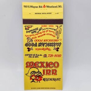Vintage Matchbook Mexico Inn Restaurant Westland Michigan